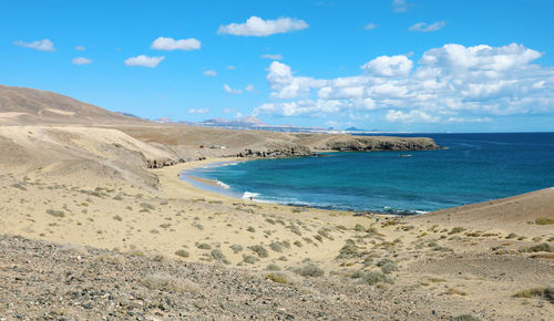 Beautiful view of caleta del congrio beach, lanzarote, spain