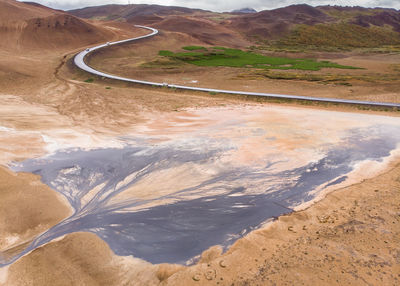 High angle view of road along landscape