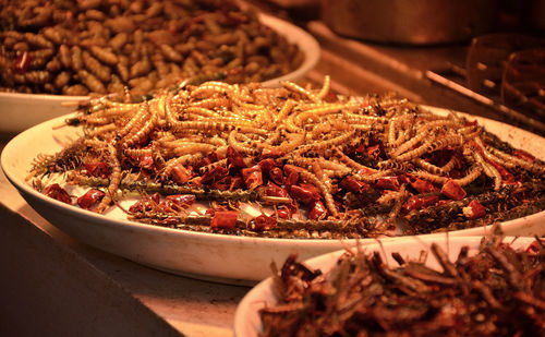 Close-up of food in plate on table