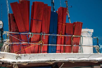 Red fire hydrant against sky