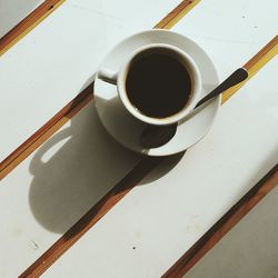 Directly above shot of black coffee on table