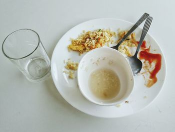 High angle view of food in plate