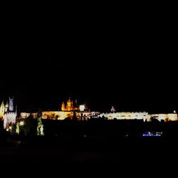 View of illuminated buildings at night