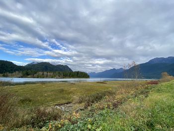 Scenic view of lake against sky