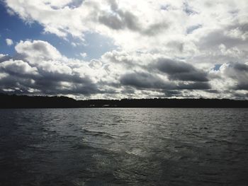 Scenic view of sea against cloudy sky