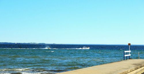 Scenic view of sea against clear sky