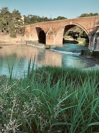 Arch bridge over river