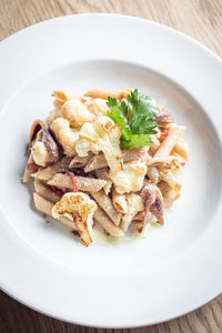 High angle view of meal served in plate