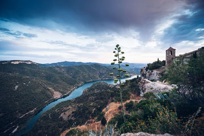 Scenic view of mountains against sky