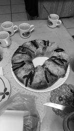 High angle view of food in plate