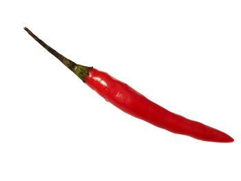 Close-up of red chili peppers against white background