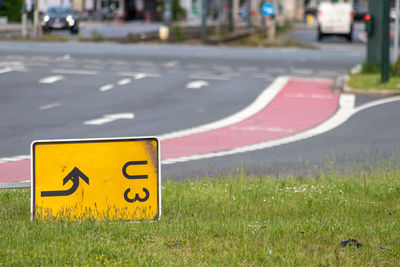 Information sign on road in city