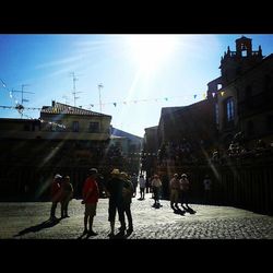 People walking on city street