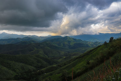 Scenic view of mountains against sky