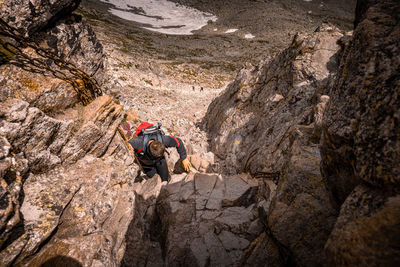 Shadow of person on rock