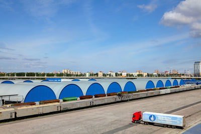 Bridge over river against blue sky