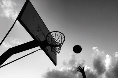 Low angle view of basketball hoop against sky