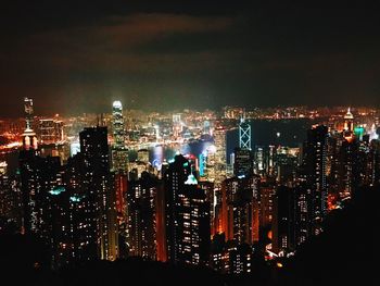 Illuminated cityscape at night