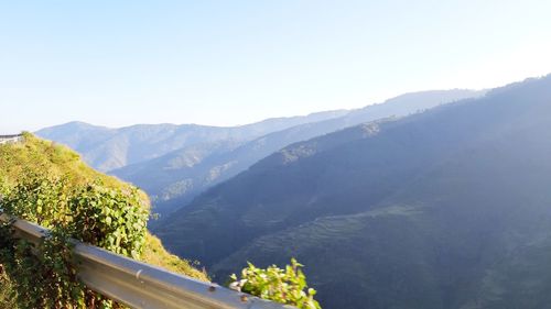 Scenic view of mountains against clear sky