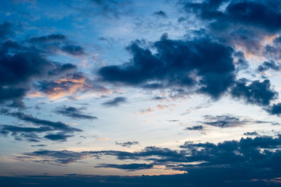 Low angle view of clouds in sky during sunset