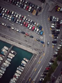 High angle view of traffic on city street