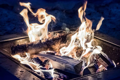 High angle view of bonfire