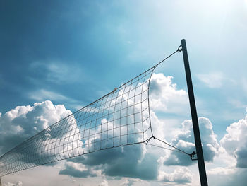 Low angle view of basketball hoop against sky