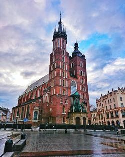 Low angle view of church in city