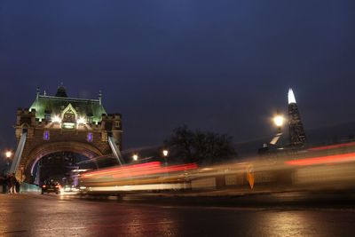 Light trails in city at night