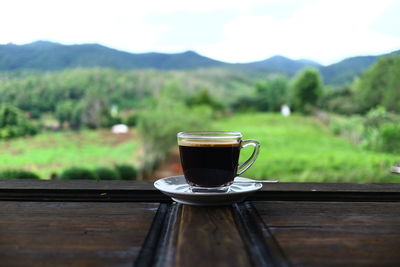 Coffee cup on table