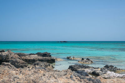 Scenic view of sea against clear sky