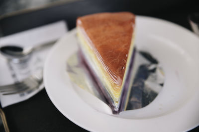 Close-up of drink in plate on table