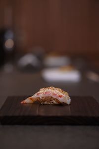 Close-up of ice cream on cutting board