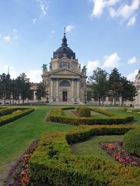 View of historical building in garden