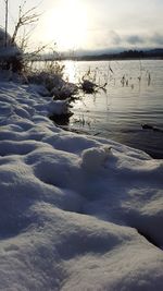 Scenic view of frozen lake against sky