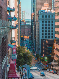 View of city street and buildings