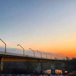 Bridge against clear sky during sunset