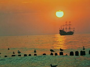 Scenic view of sea during sunset