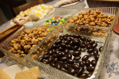 High angle view of food on table