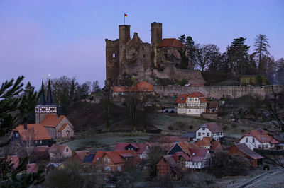 High angle view of buildings in city