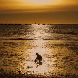 Scenic view of sea at sunset