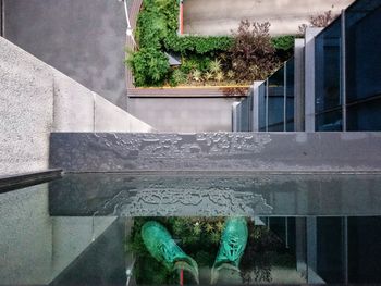 High angle view of concrete steps