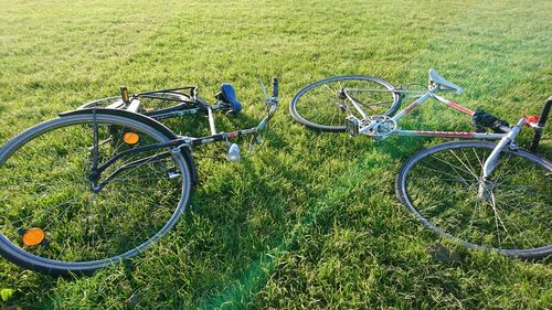 Bicycles on grass