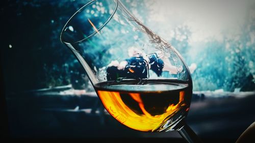 Close-up of drink in glass on table