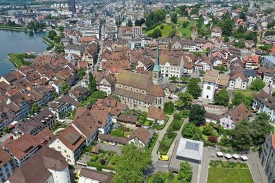 High angle view of townscape