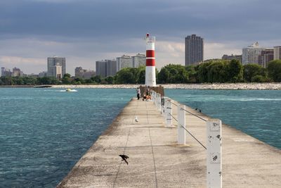 View of lighthouse in sea