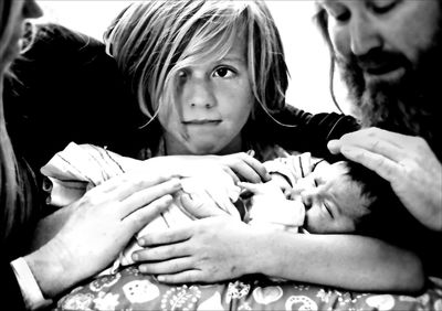 Portrait of cute girl on bed