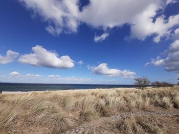 Scenic view of land against sky