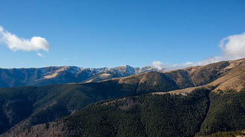 Scenic view of mountains against clear sky