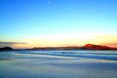 Scenic view of sea at sunset